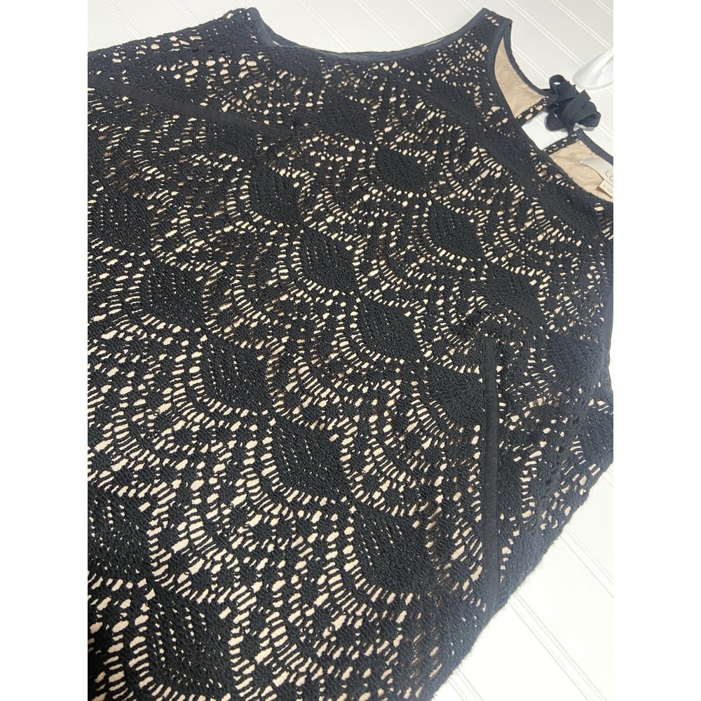 Ann Taylor LOFT Dress Size 6 Black Crocheted Lace Overlay Sleeveless Romantic - Picture 3 of 11